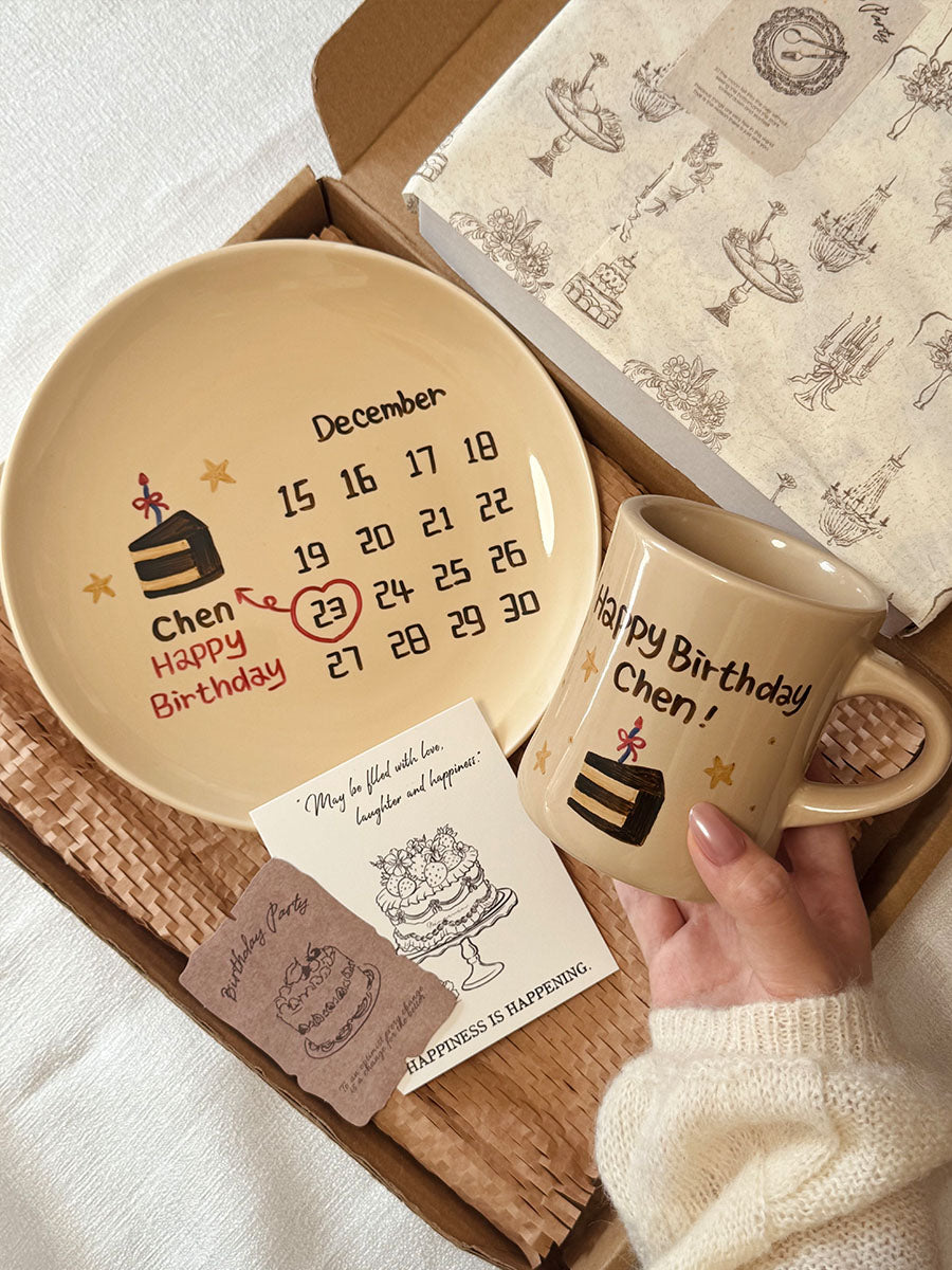 Niche Style, Ceramic Plate and Coffee Mugs with Hand-painted and Customized, Perfect Birthday Gifts