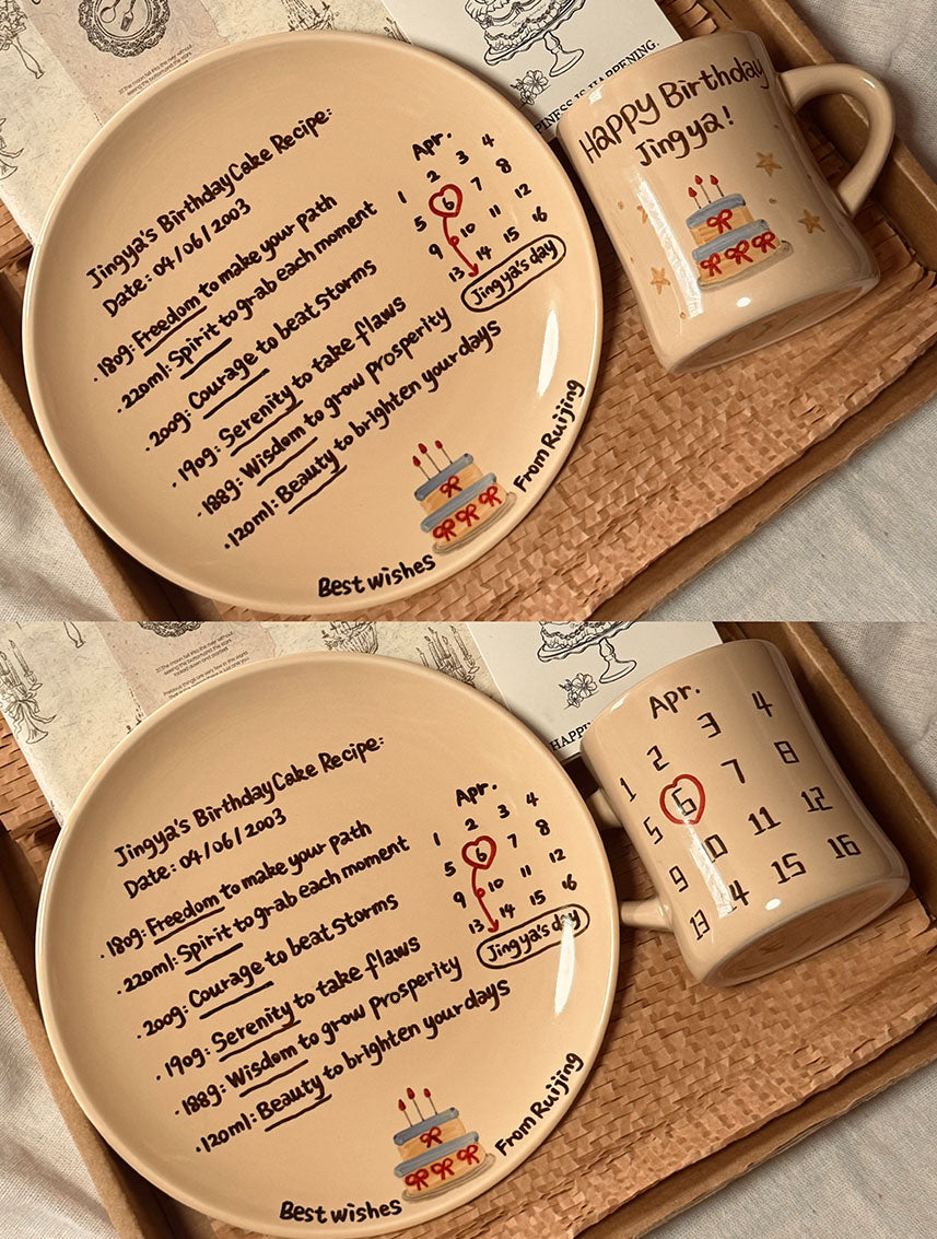 Niche Style, Ceramic Plate and Coffee Mugs with Hand-painted and Customized, Perfect Birthday Gifts