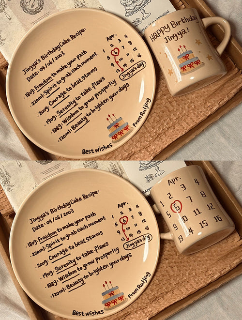 Niche Style, Ceramic Plate and Coffee Mugs with Hand-painted and Customized, Perfect Birthday Gifts