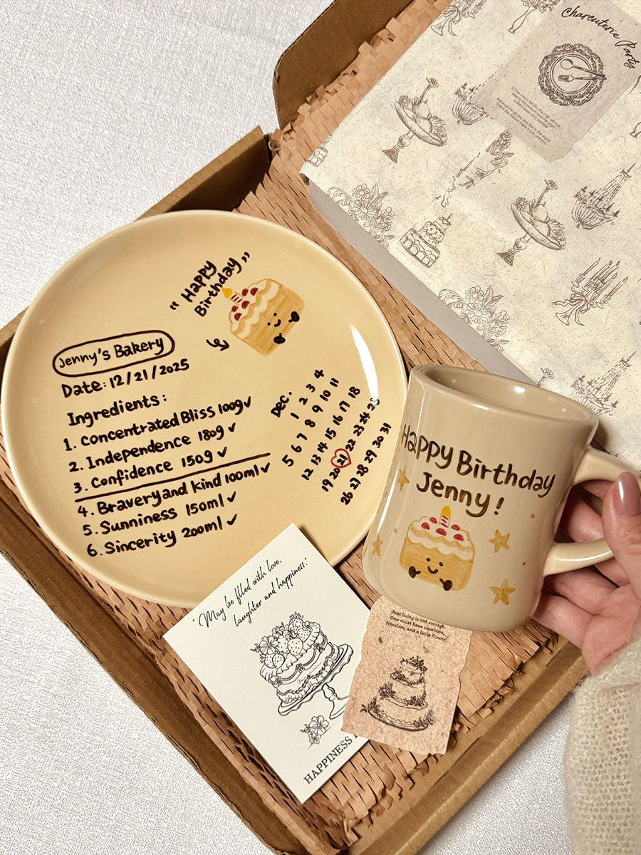 Niche Style, Ceramic Plate and Coffee Mugs with Hand-painted and Customized, Perfect Birthday Gifts