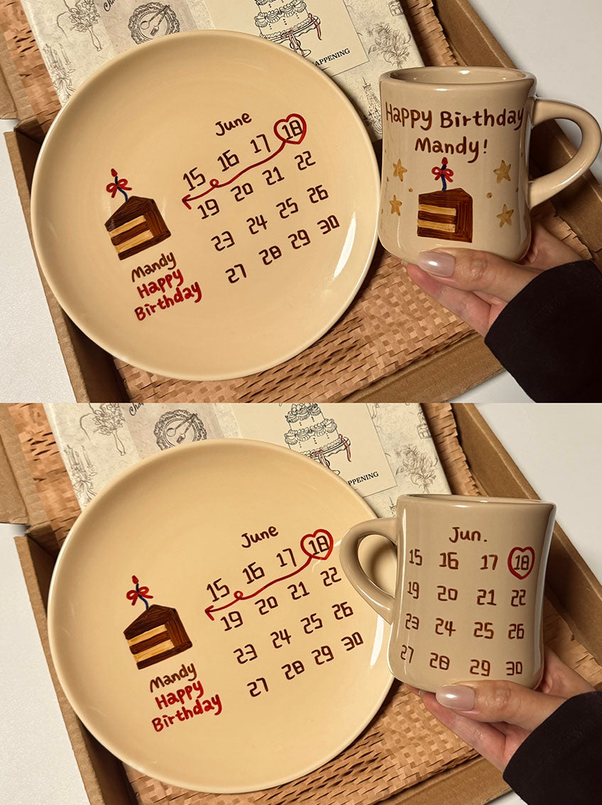 Niche Style, Ceramic Plate and Coffee Mugs with Hand-painted and Customized, Perfect Birthday Gifts