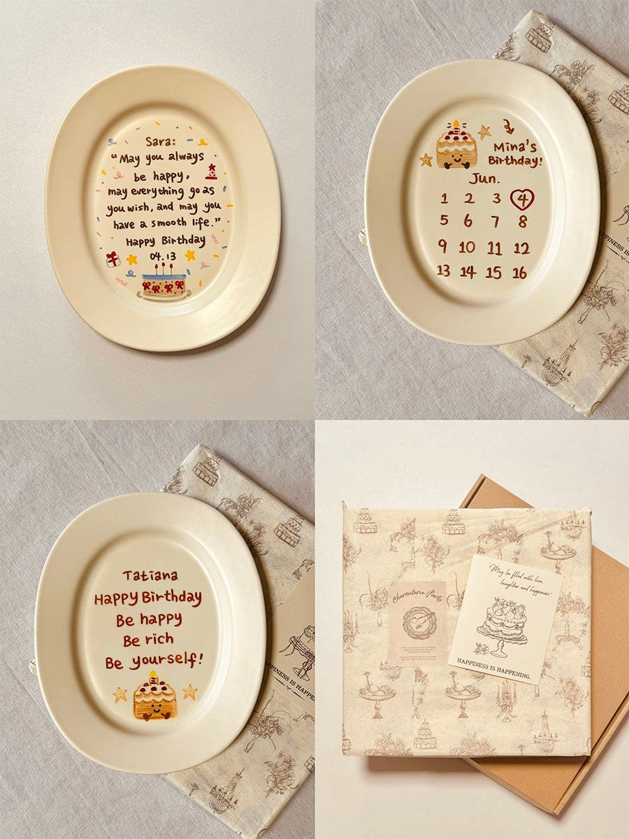 Custom Hand-Painted Ceramic Plate & Coffee Mug Set - Personalized Birthday Keepsake Gift